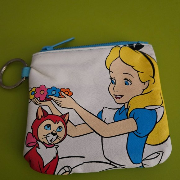 Disney Handbags - Disney Alice and wonderland dinah coin purse bag zippered wallet with keyring
